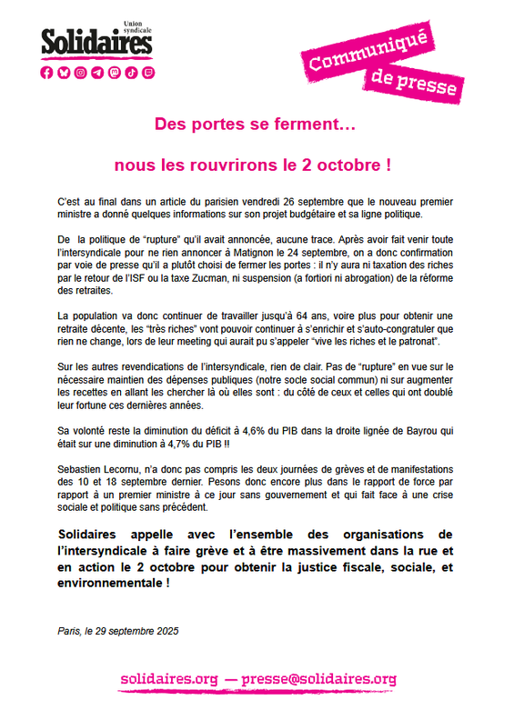 Des portes se ferment nous les rouvrirons le 2 octobre!!